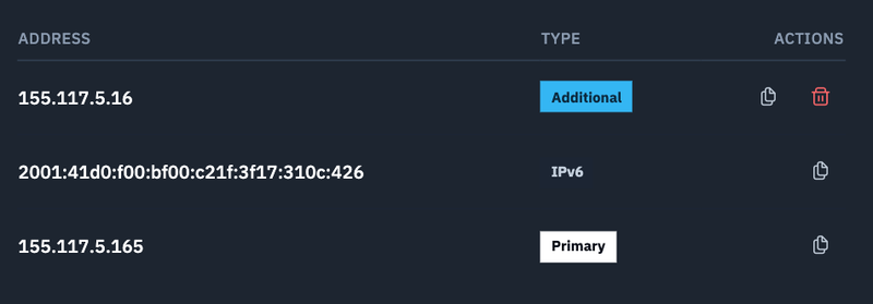 Doprax add IP addresses