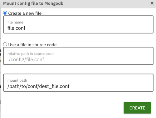 Mount config file in created volume