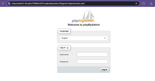 PhpMyAdmin page in new tab