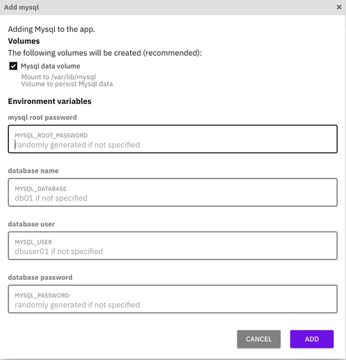 add mysql service