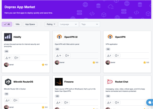 apps listings in app market
