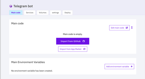 clicking the newly created app