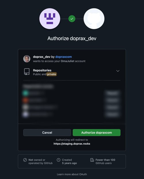 connect doprax to github