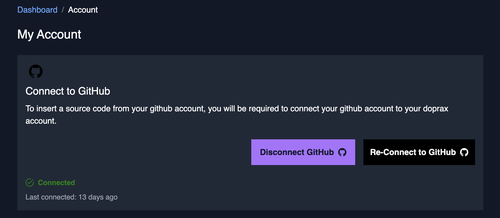 connect or disconnect github