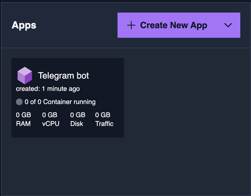 created telegram bot app