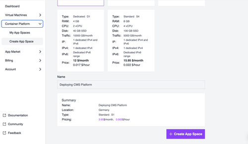 creating an app space