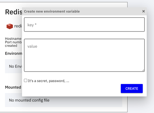 environment variable for redis service
