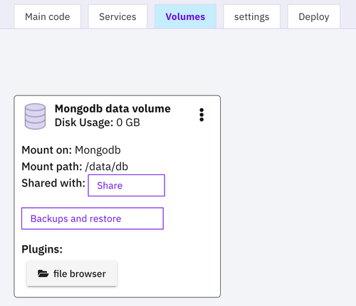 file browser button in a volume
