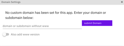 input box to add domain name to deployed app
