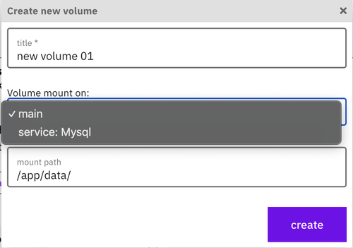 mount volume on mysql service