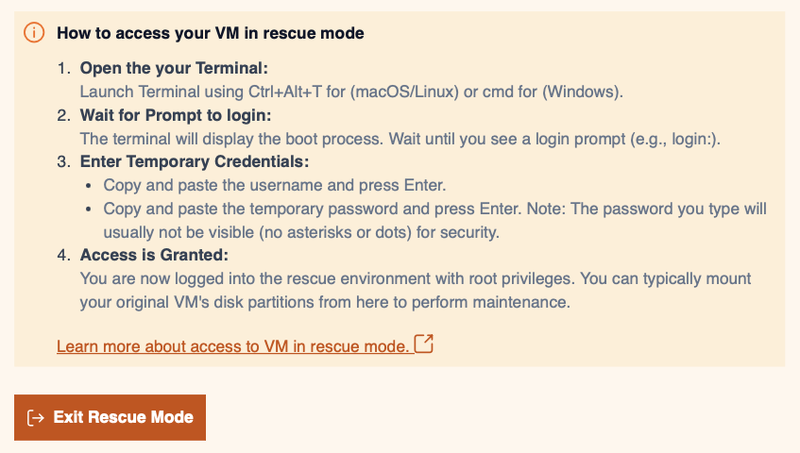 Doprax Rescue Mode for VMs