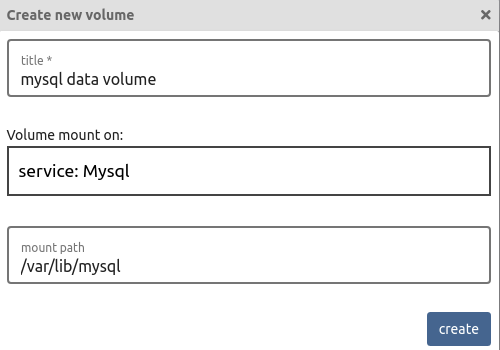 create a volume for mysql data