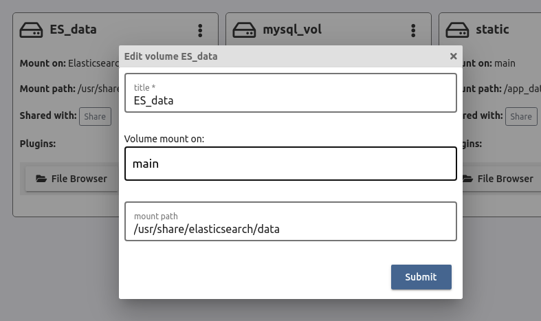 change the volume of elasticsearch