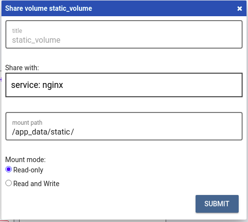 Share volume with nginx