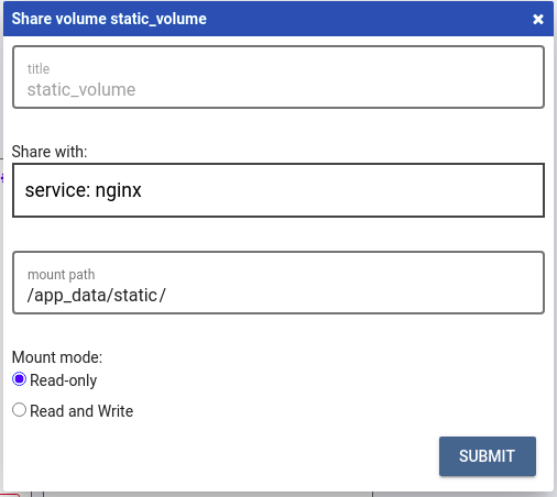 Share volume with Nginx