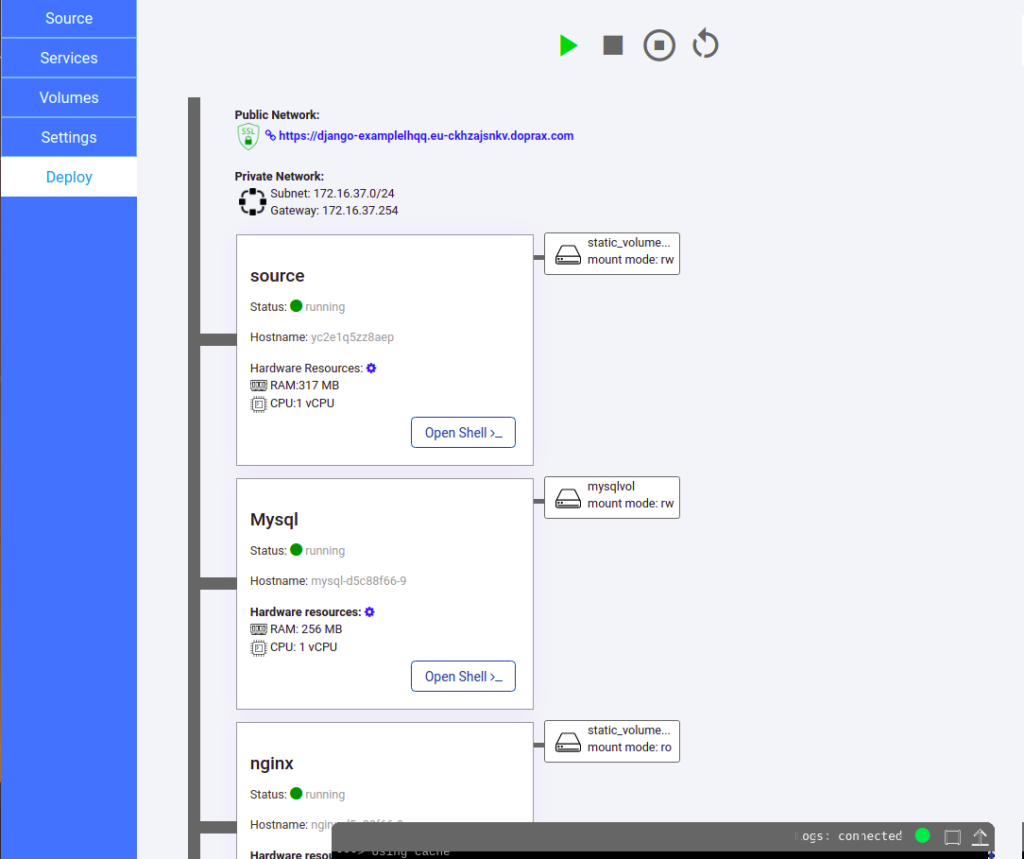 Deploy section for our Django project