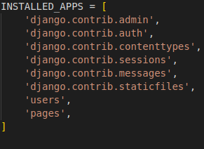 Installed Apps in settings.py.